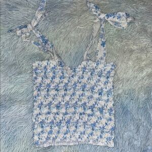 Kids Floral Blue and White cropped top